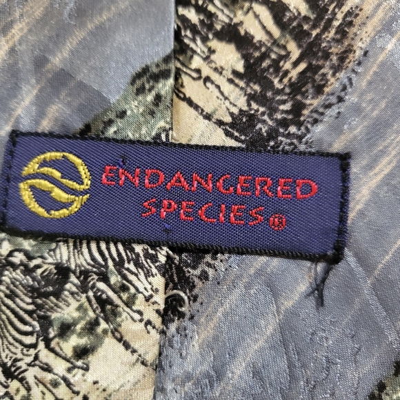 Endangered Species Zebra Men's Silk Tie - Picture 3 of 5